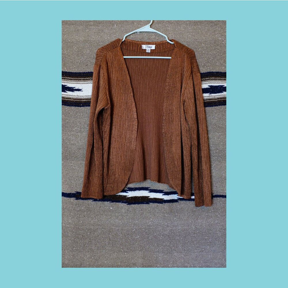 FLAIR shiny bronze  blazer cardigan jacket top medium